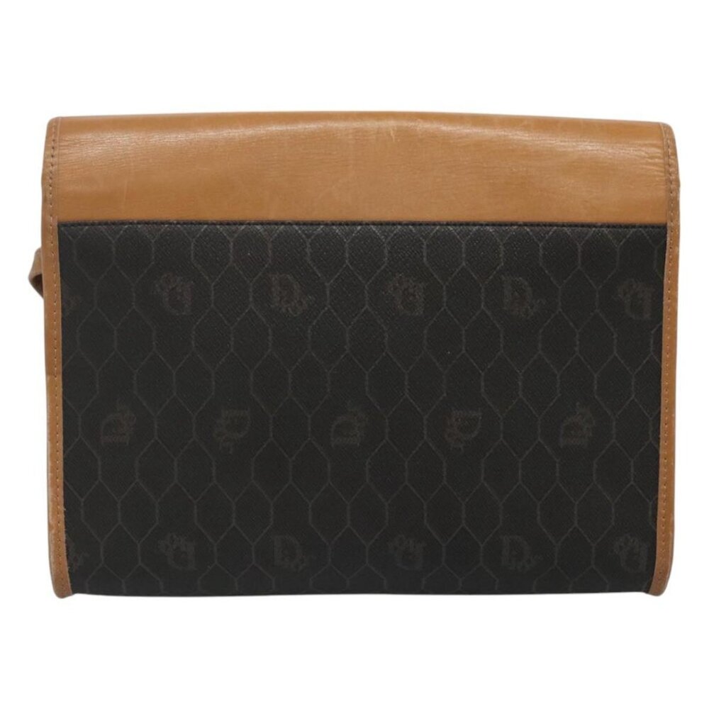 Christian Dior Honeycomb Canvas Shoulder Bag PVC Black Gold Auth BA558 - Picture 3 of 16